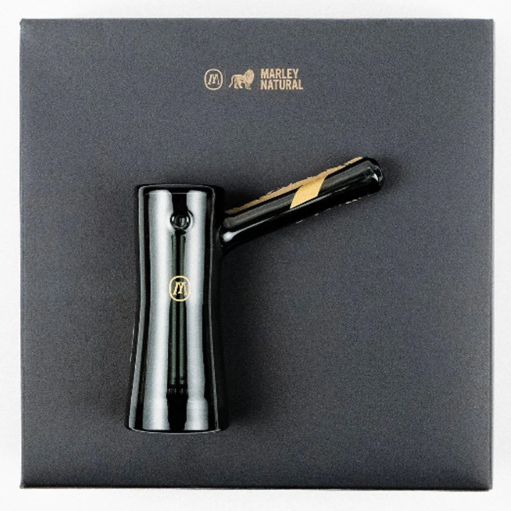 Marley Natural Smoked Glass Bubbler Water Pipe Gold Stripe Decal lateralus-glass