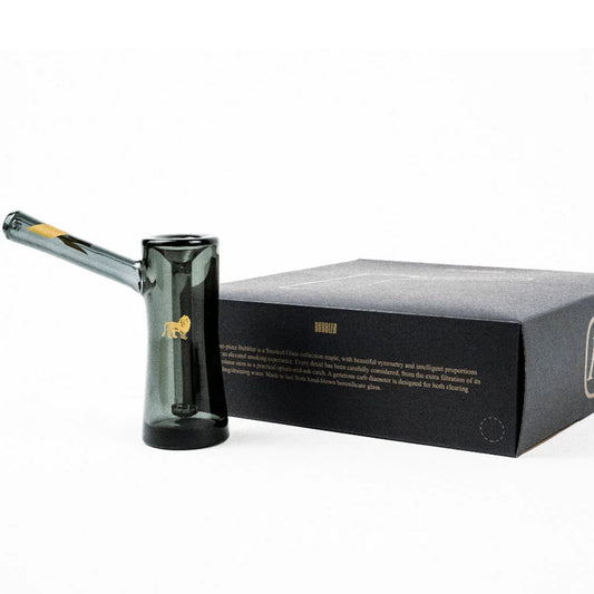 Marley Natural Smoked Glass Bubbler Water Pipe Gold Stripe Decal lateralus-glass