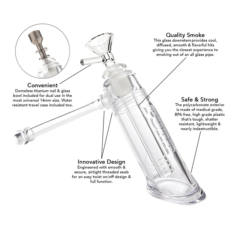 PURR Purr2Go Collapsible Travel Hammer Bubbler Bong & Rig Set lateralus-glass