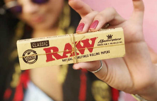 Raw- Unrefined Classic 1.25 1 1/4 Size Cigarette Rolling Papers, 6 pack With FREE RAW METALTUBE $30.00 lateralus-glass