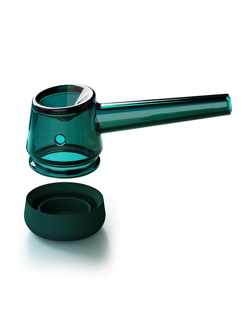Vessel Forge Premium Borosilicate Glass Dry Herb Pipe with Removable Base (Black, Emerald)