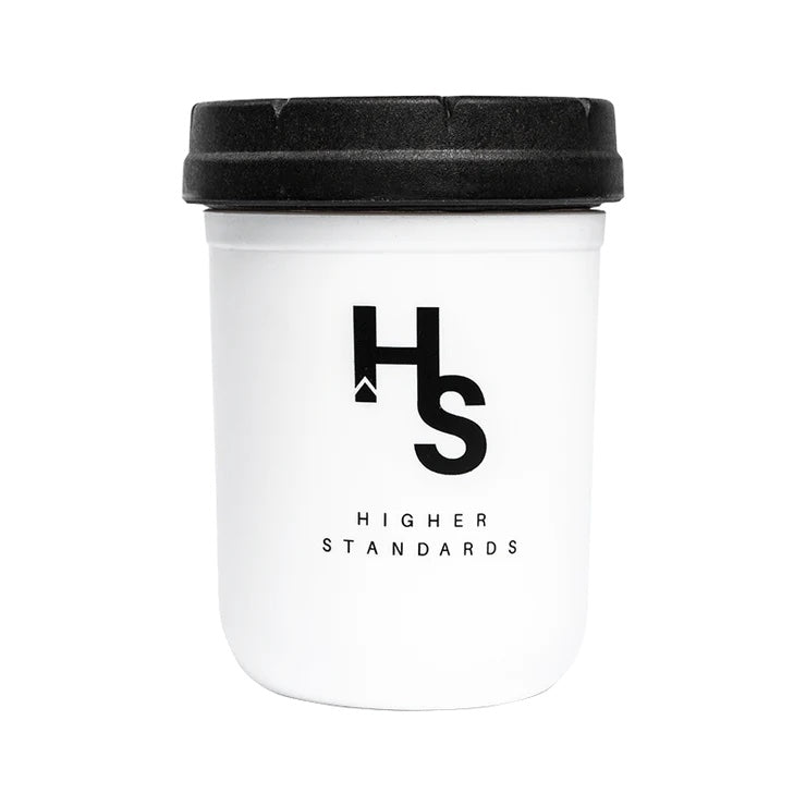 Higher Standards White Mason Jar Black Lid lateralus-glass