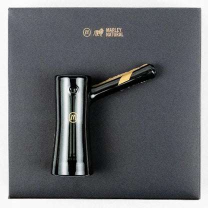 Marley Natural Smoked Glass Bubbler Water Pipe Gold Stripe Decal lateralus-glass