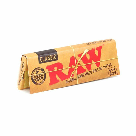 Raw-  Unrefined Classic 1.25 1 1/4 Size Cigarette Rolling Papers, 6 pack With FREE RAW METALTUBE $30.00 lateralus-glass